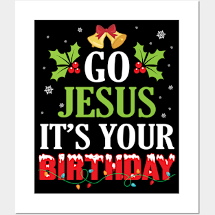 Snow Flowers Noel Bell Christmas Go Jesus It's Your Birthday Posters and Art